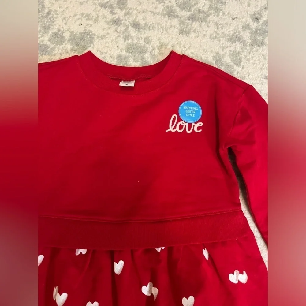 NWT Carters Love Hearts Girls Red Long Sleeve Sweatshirt Valentines Day Dress